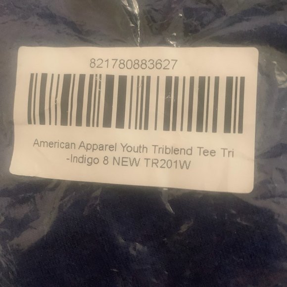 NWT AMERICAN APPAREL YOUTH UNISEX TRIBLEND TEE TRI-INDIGO 8 - Picture 9 of 10